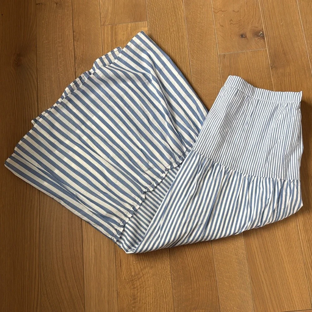 J Crew Tiered Maxi Skirt in Blue Stripe Women’s Medium - Picture 2 of 6